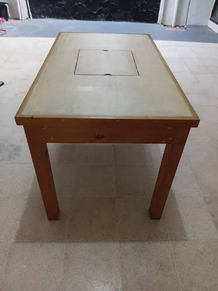 Meja Jati Belanda Uk.123 x 73 x 77 cm, Ada Tempat Kompor, Ps.Minggu
