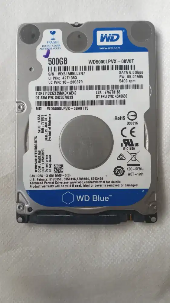 HDD LAPTOP SLIM WD BLUE 500 GB