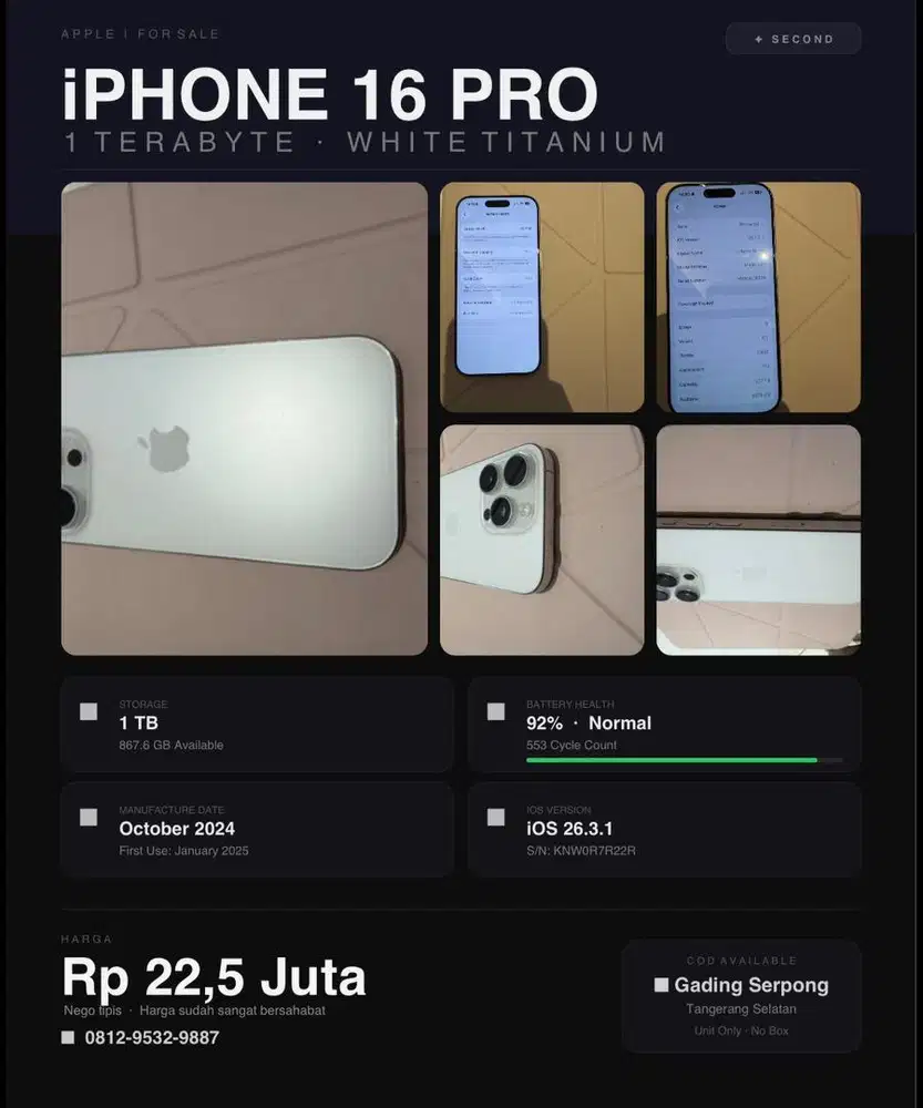 Iphone 16Pro White 1Tb (second)