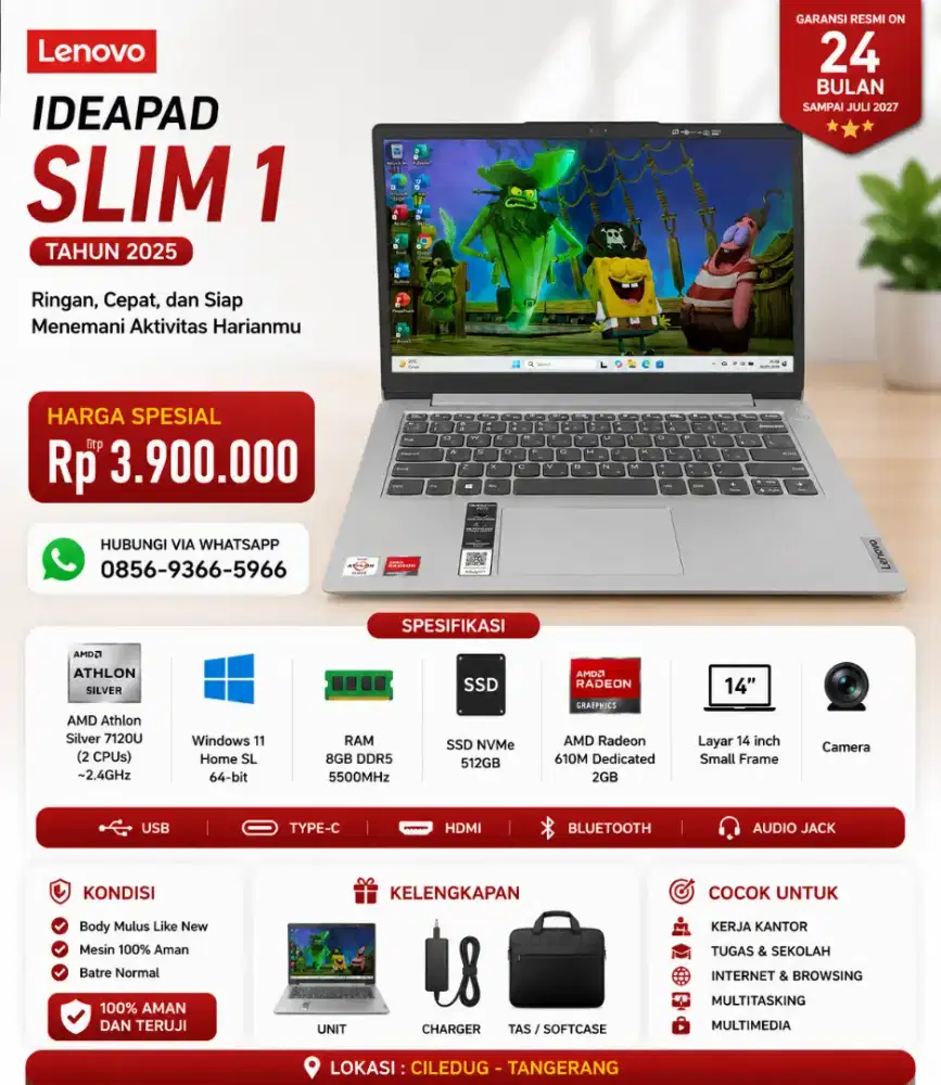 Laptop Lenovo IdeaPad Slim 1 (Tahun 2025)