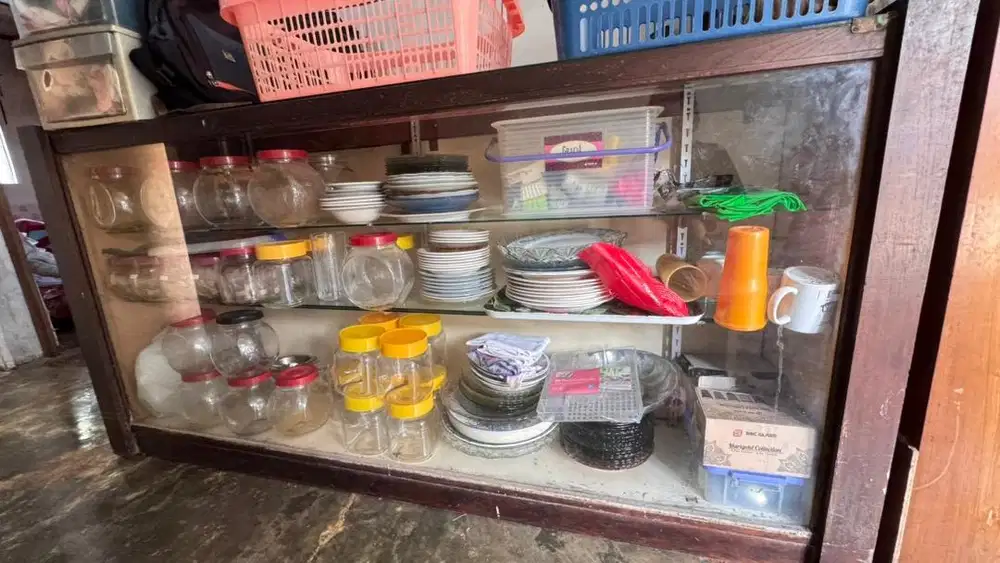Etalase kayu, lemari piring, etalase serbaguna, rak multifungsi