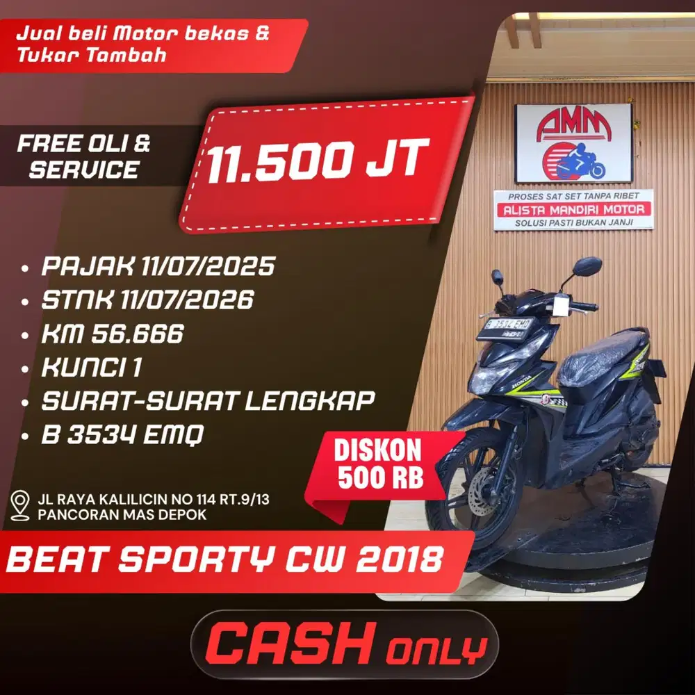 BEAT SPORTY CBS, 2018, CASH ONLY, CC, KREDIVO