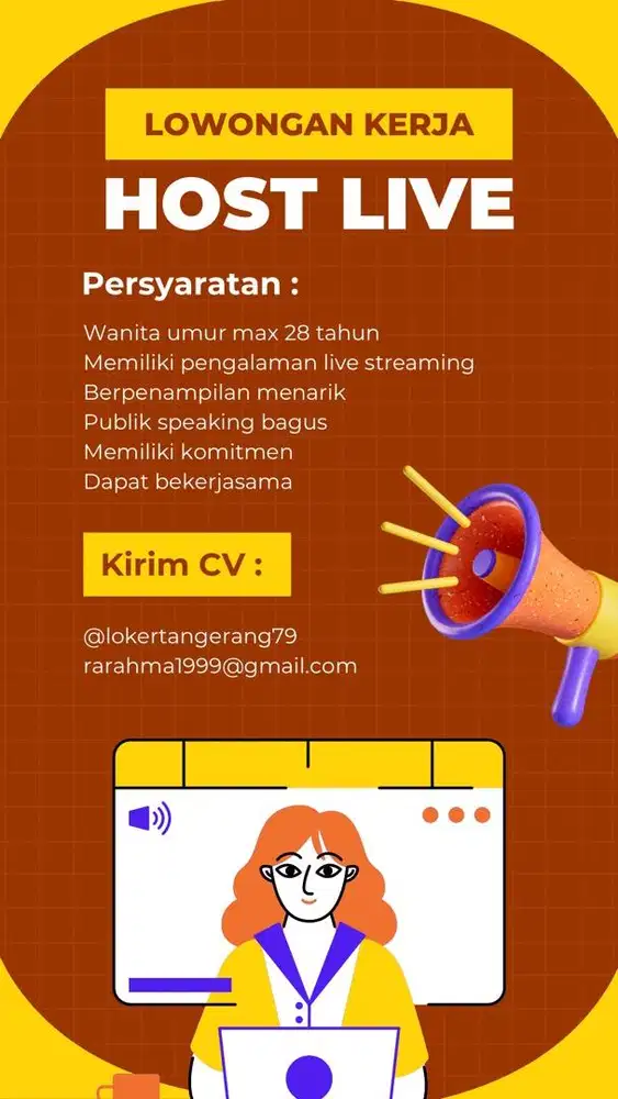 DIBUTUHKAN HOST LIVE ENGLISH DAN HOST LIVE INDO MINAT HUBUNGI