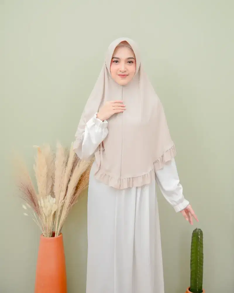 Khimar Rampel Aleey Jersey Premium | Hijab Syari Adem & Flowy Kekinian
