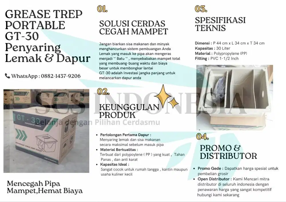Grease Trap 30 penyaring lemak dapur