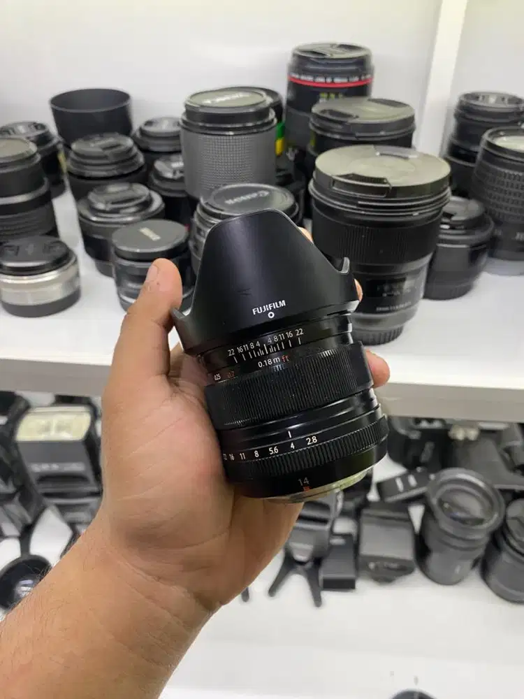Lensa XF fujifilm 14mm F2.8 normal siap pakai termurah