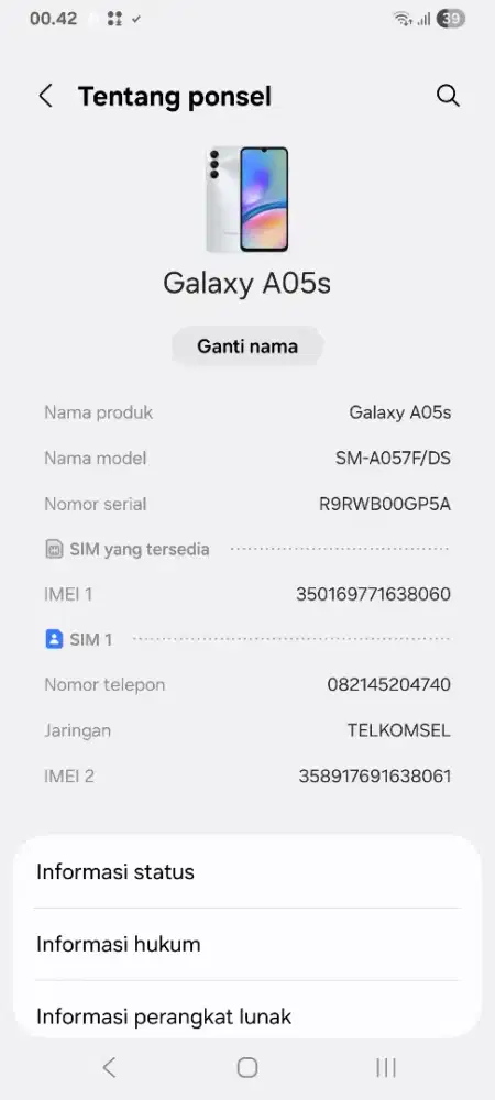 Samsung A05S ram 6/128
