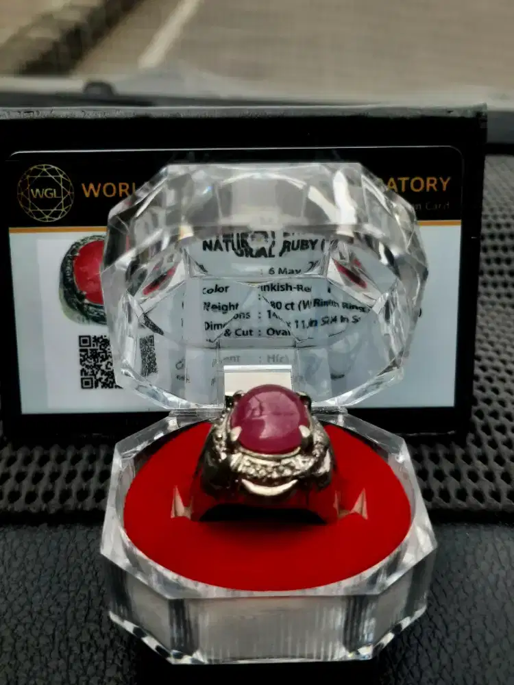 Natural Batu cincin ruby + memo