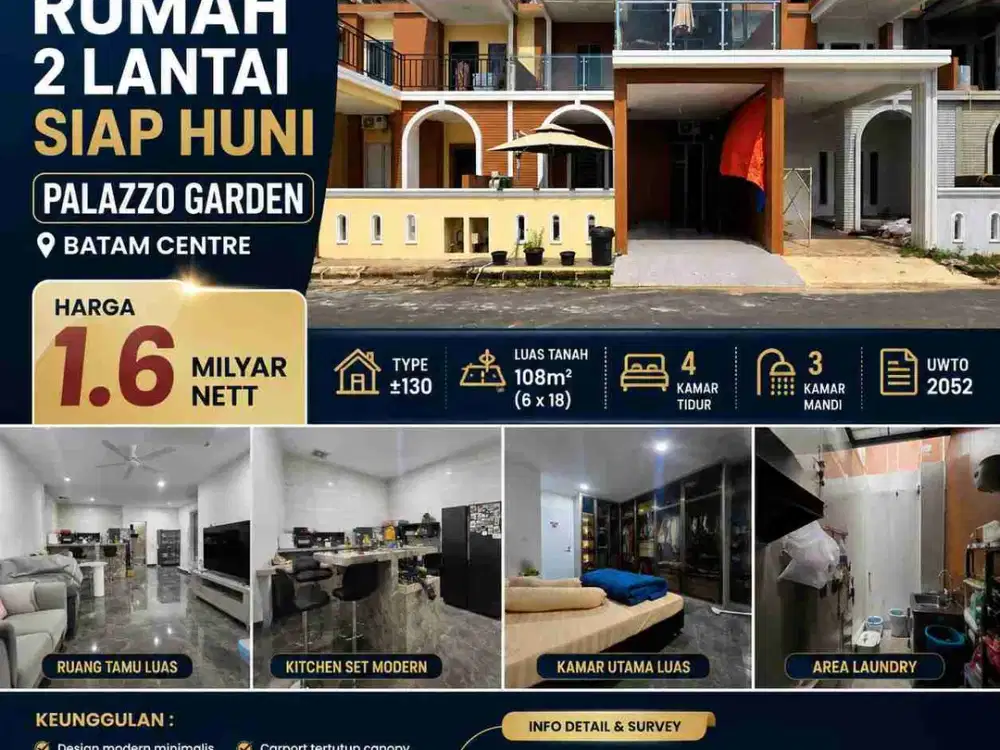 Dijual cepat rumah siap huni batam centre pallazo garden