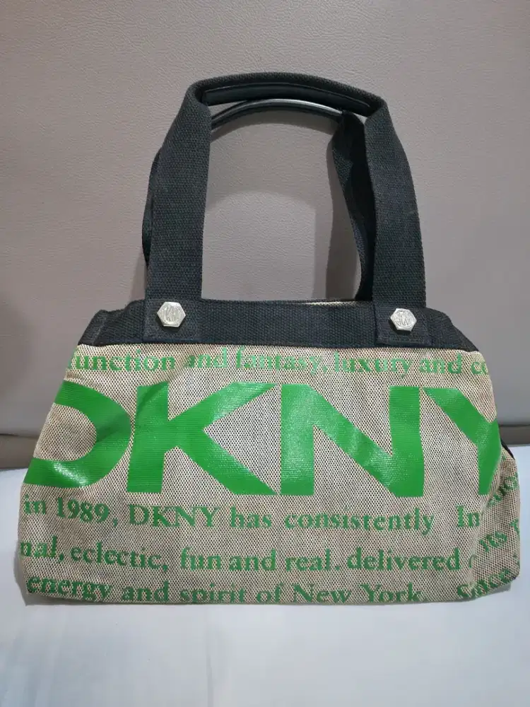 Tas canvas tebal DKNY large tote bag green