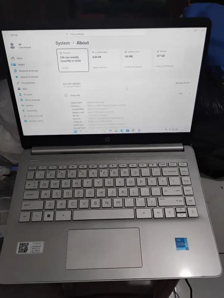 Laptop HP 14s-dq5127tu core i3 1215 gen 12 Ram 8GB SSD 512GB
