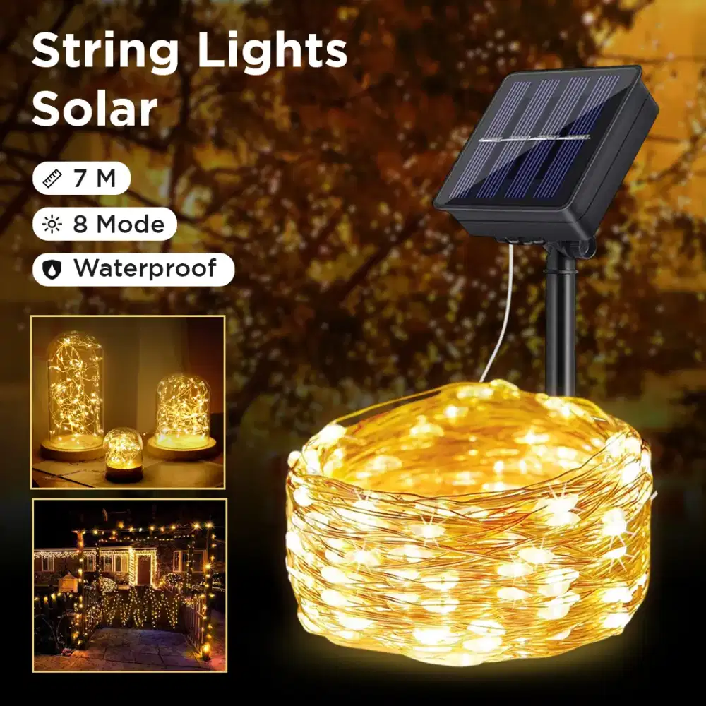 Lampu Hias Tumblr String Lights IP65 50 LED 7M with Solar Panel