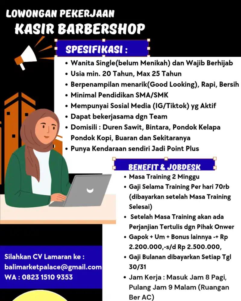 Lowongan Kerja Posisi Kasir Barbershop