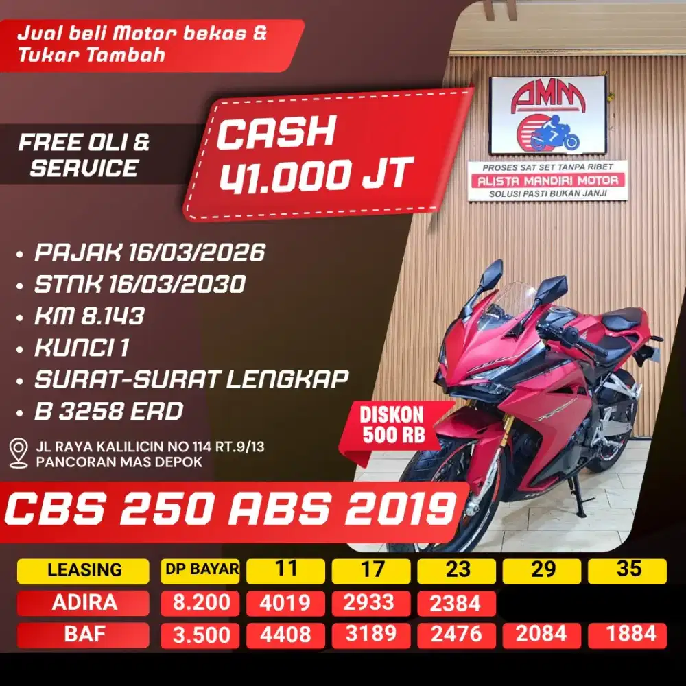 CBR 250 ABS 2019 CASH / KREDIT ALISTA