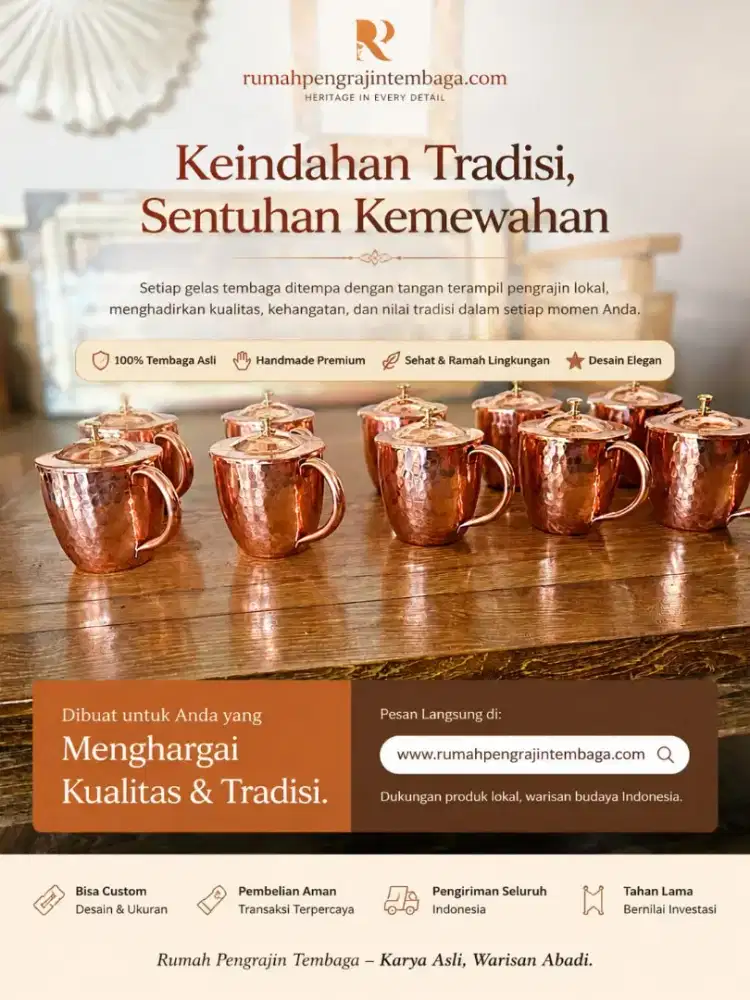Kerajinan Teko Cangkir Tembaga Kuningan