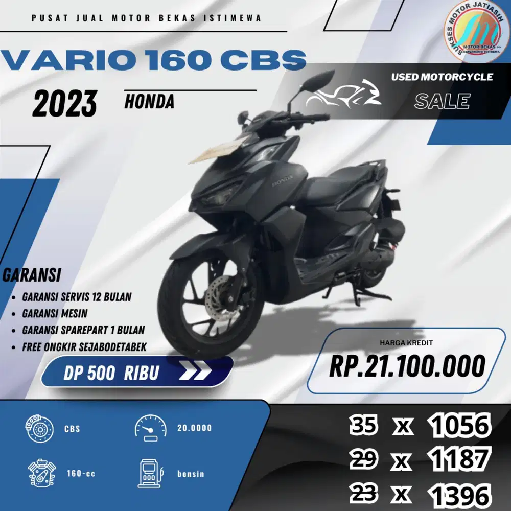 HONDA VARIO 160 CBS 2023 DP&ANGSURAN TERMURAH SYRT KTP&KK(SUKSESMOTOR)