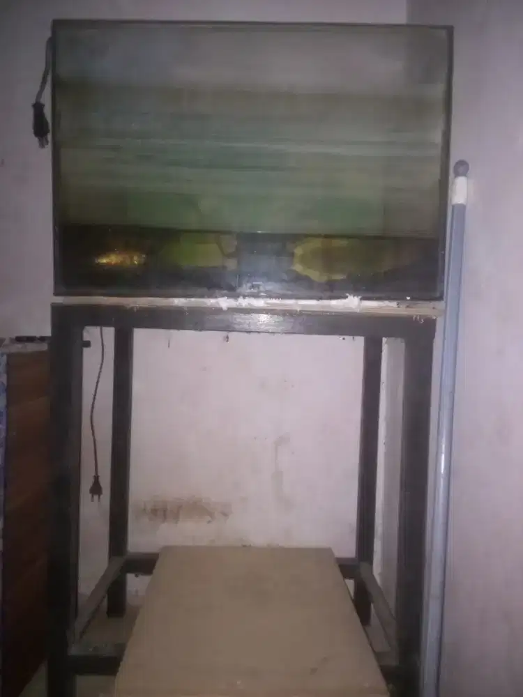 Akuarium dan rak besi