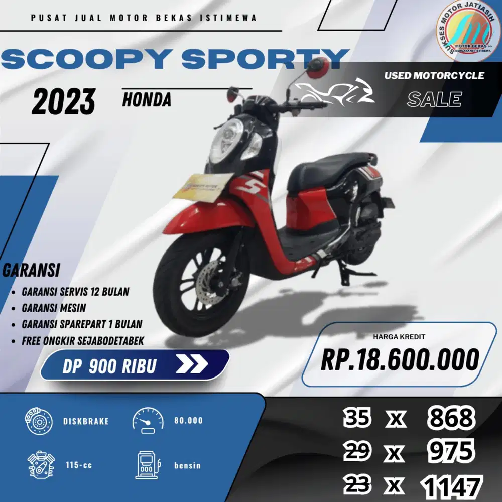 HONDA SCOOPY SPORTY 2023 DP&ANGSURAN TERMURAH SYRT KTP&KK(SUKSESMOTOR)