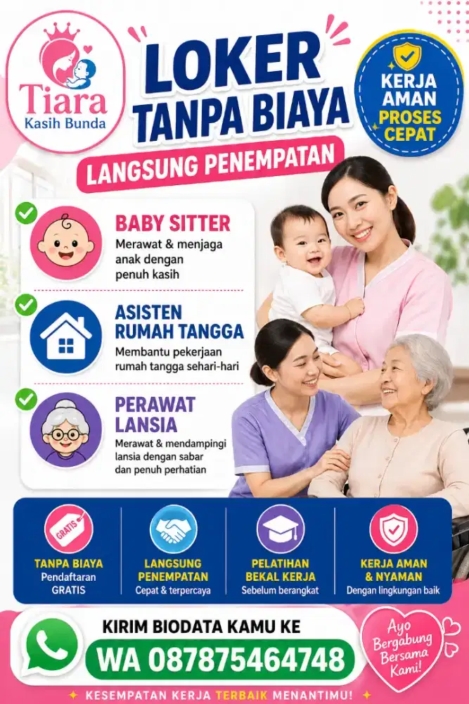 Job langsung penempatan: Baby Sitter ART & Perawat Lansia Terpercaya