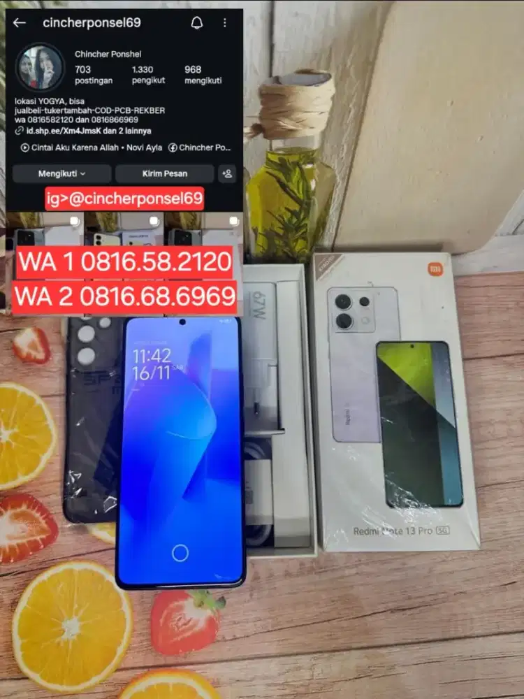Jual hp REDMI NOTE 13 pro 5g 12/512 istimewa fullset ORIGINAL segel