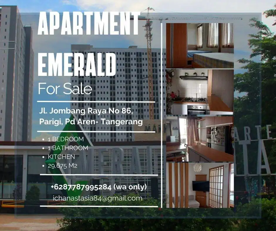 Dijual Apartment 1BR Emerald Bintaro Semi Furnished lt. 9 Tower A