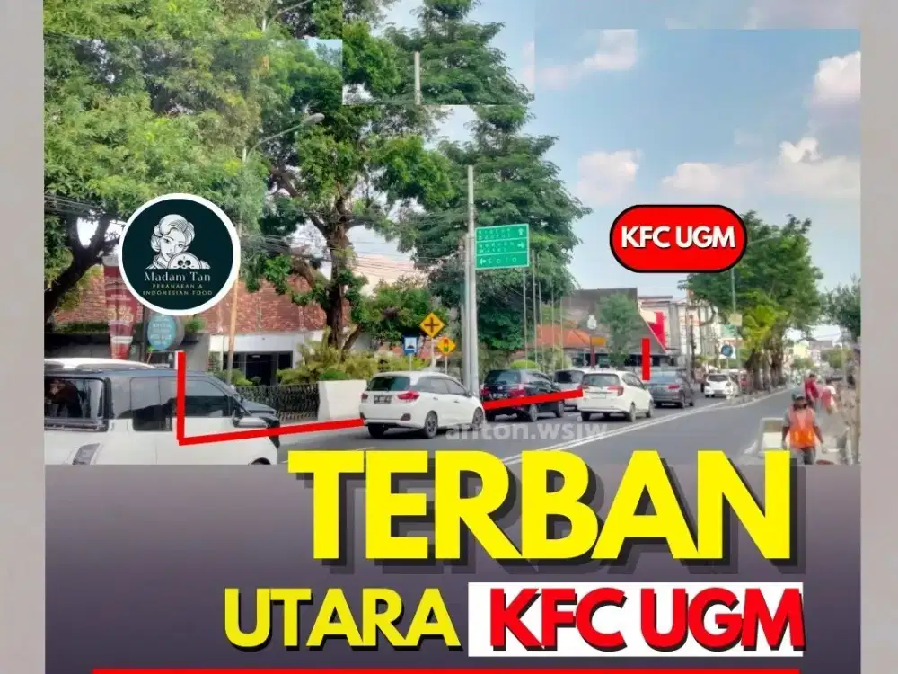 TANAH bonus Bangunan Lawas Jogja Jl.Persatuan TERBAN utara KFC UGM Lt 2884 m2 ld 40 m SHM