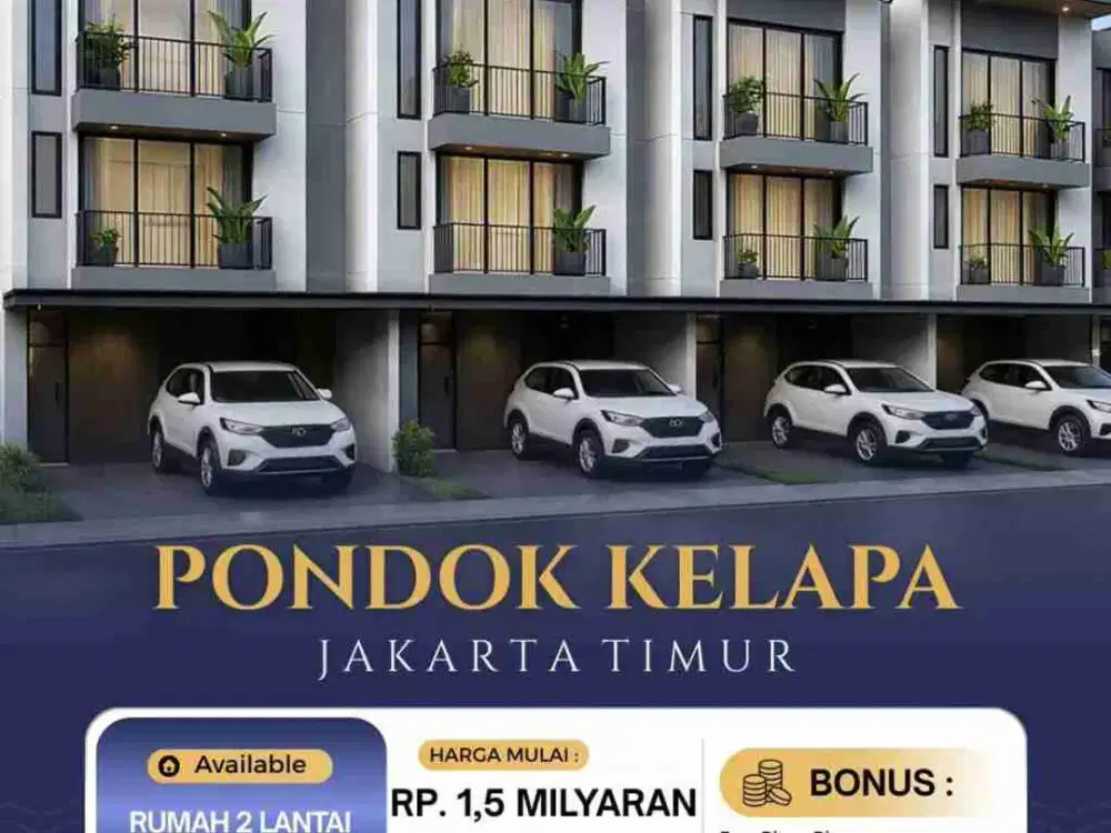 Jual Rumah Baru  Cluster Townhouse Di Pondok Kelapa Duren Sawit Jakarta Timur, murah (Aps)