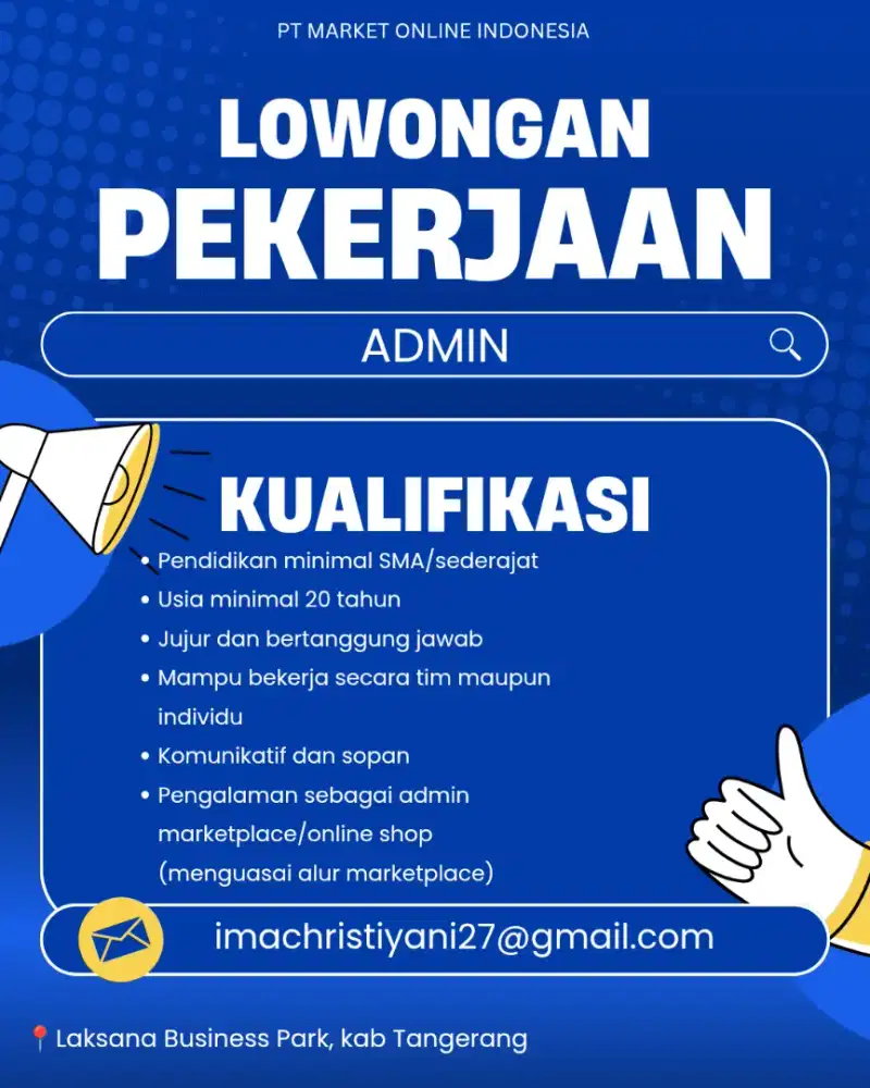 Dicari Admin Marketplace
