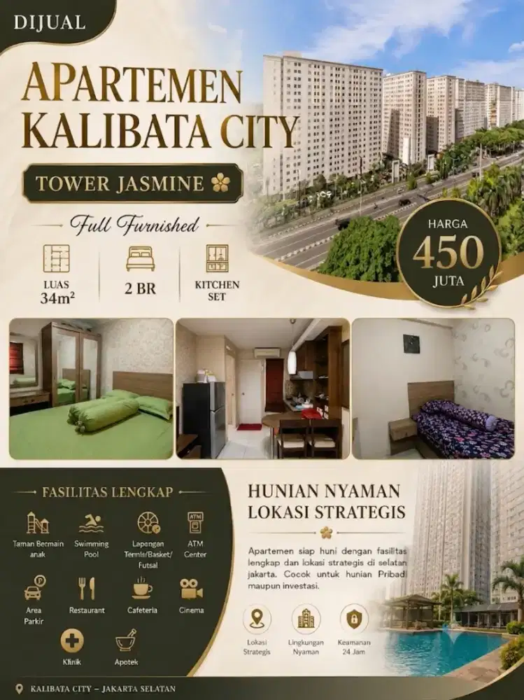 Dijual Apartemen 2BR Kalibata City Tower Jasmine