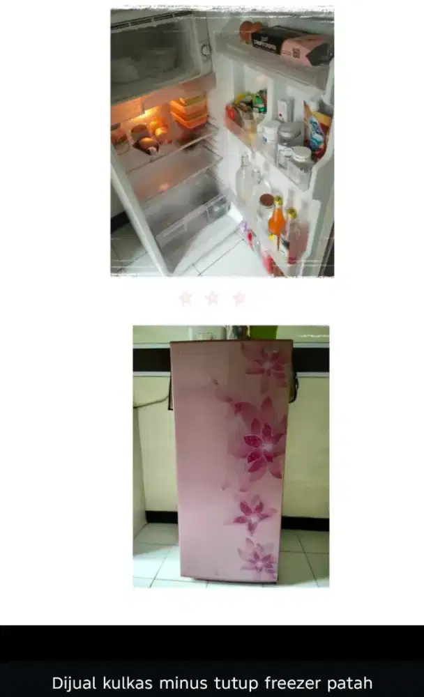 Dijual kulkas bekas rasa baru minus tutup freezer patah dikit