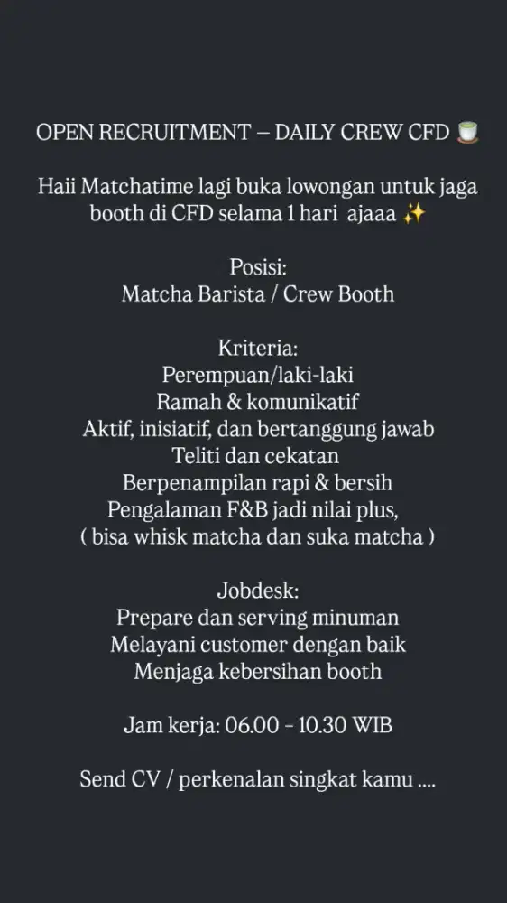 DAILY CREW CFD - MATCHA BARISTA