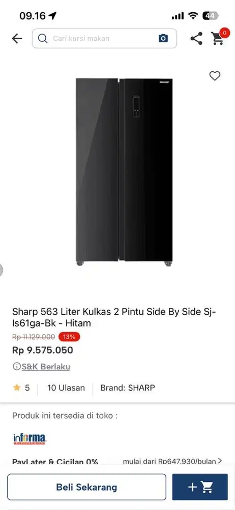 kulkas 2 pintu sharp
