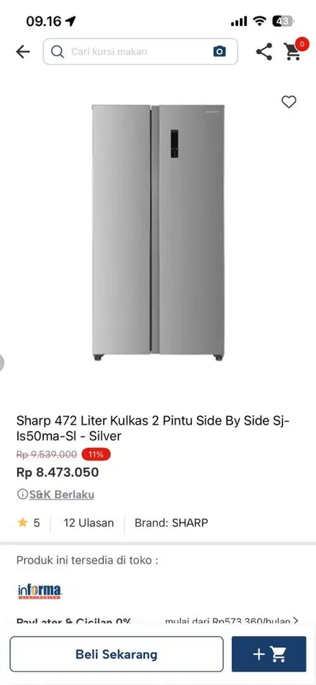 kulkas sharp 2 pintu