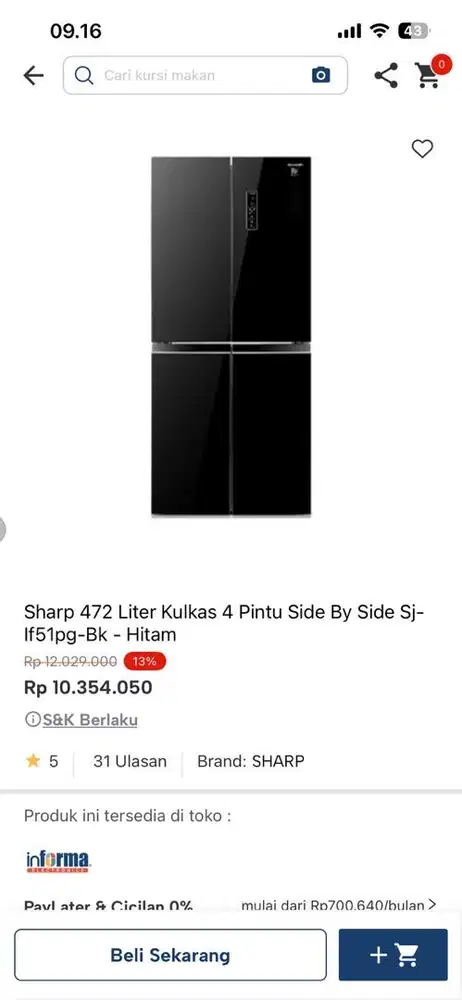 kulkas 4 pintu sharp if51pg-bk