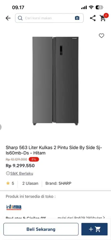 kulkas sbs 2 pintu