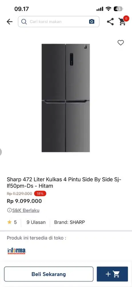 kulkas sharp 2 pintu