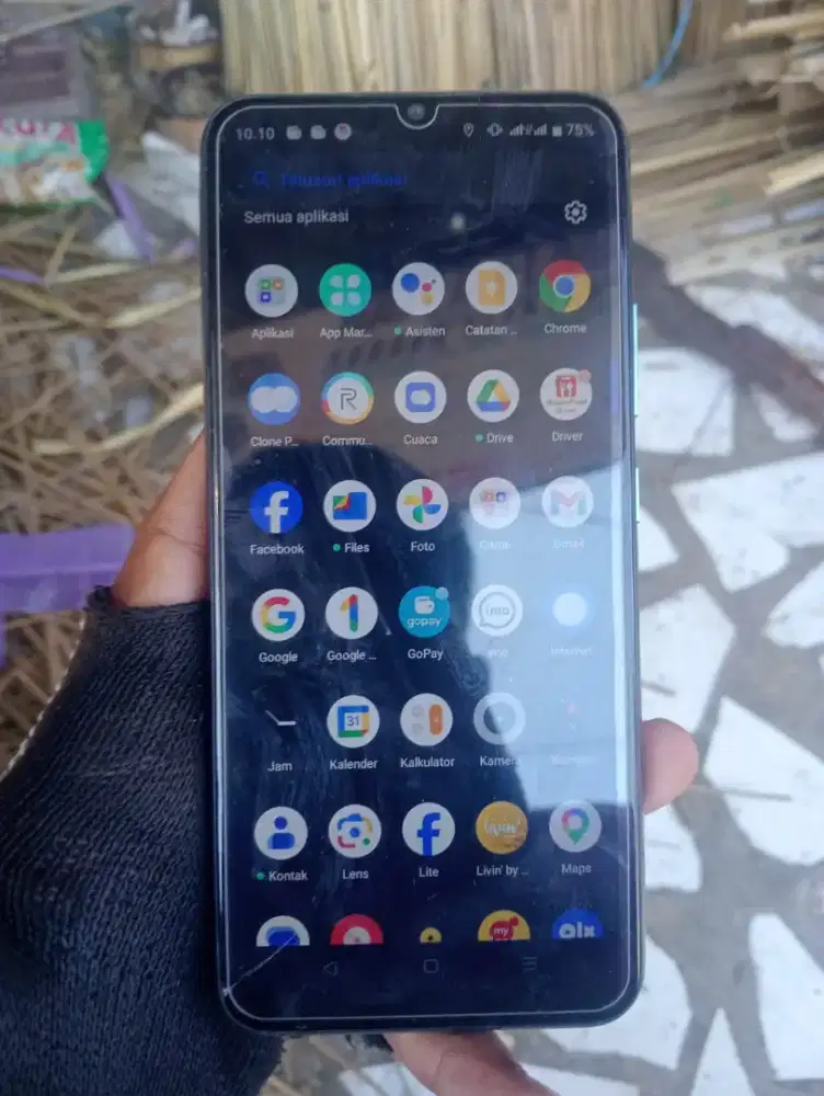 realme c21y ram 4/64 retak sehelai tipis normal