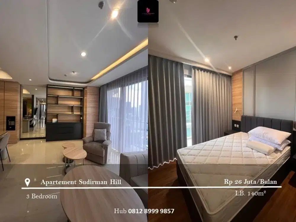 Disewakan Apartement Sudirman Hill High Floor 3BR Full Furnished