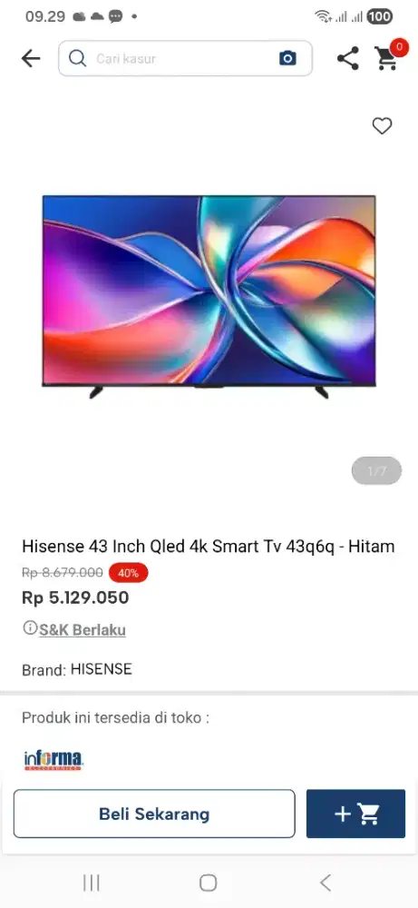 Hisense 43 inci qled 4k smart tv43q6q