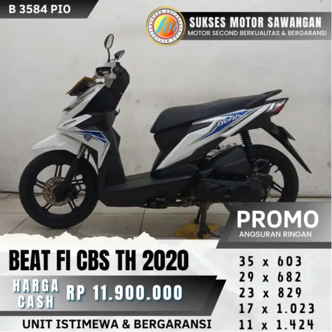 HONDA BEAT FI CBS TH 2020 UNIT MULUS BERGARANSI BISA CASH KREDIT