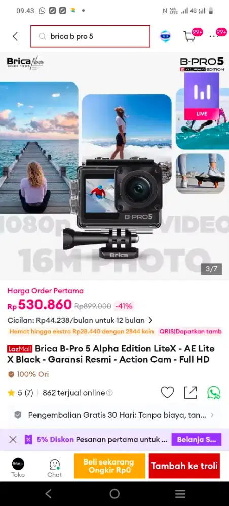 Jual kamera brica B pro 5