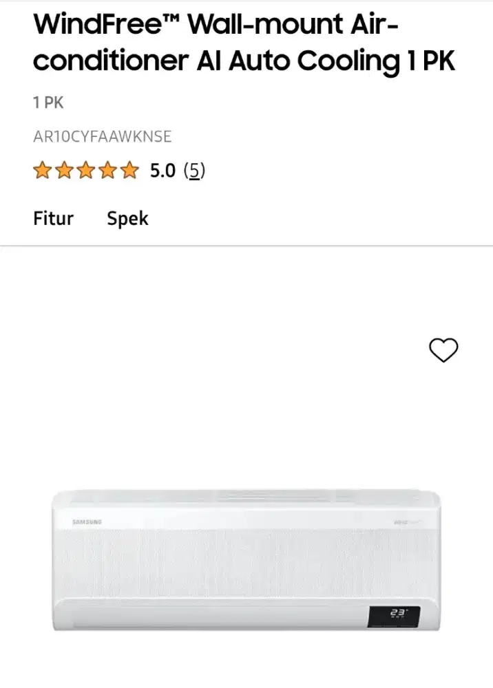 Samsung WindFree Wall-mount Air-conditioner AI Auto Cooling 1 PK