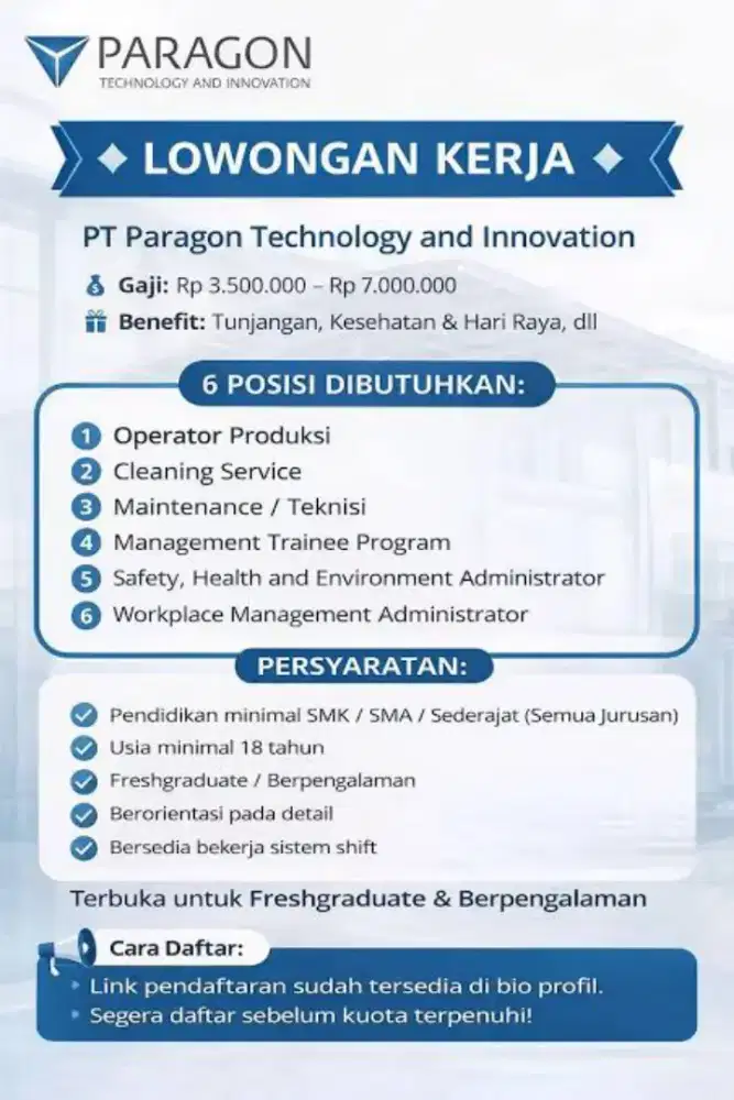 Lowongan pekerjaan paragon