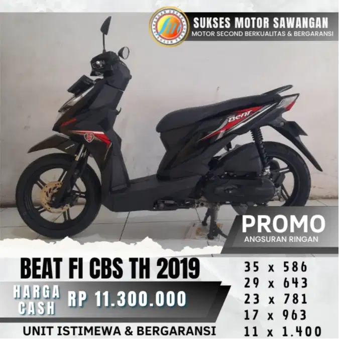 HONDA BEAT FI CBS TH 2019 UNIT MULUS BISA CASH KREDIT BERGARANSI MESIN
