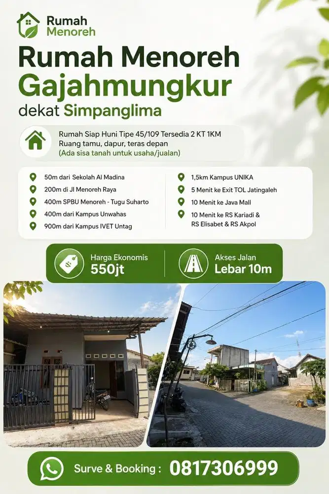 Rumah gajahmungkur menoreh dekat RS kariadi / Simpanglima
