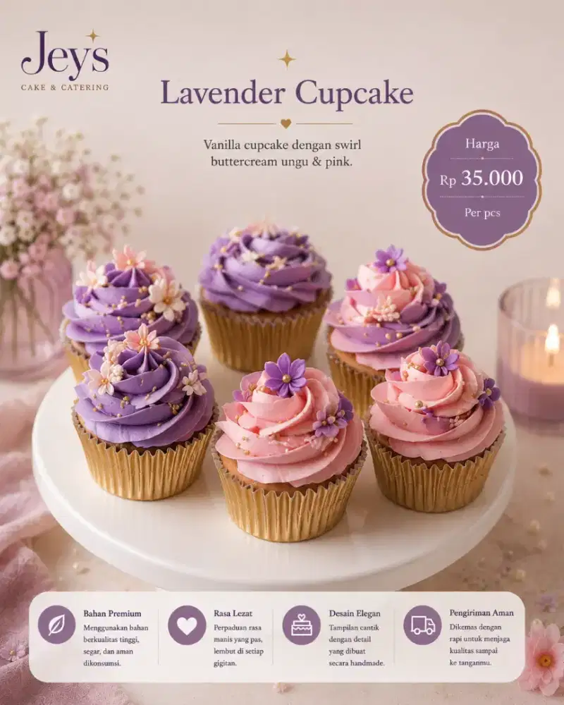 Lavender Cupcake Premium l Vanilla cupcake lembut