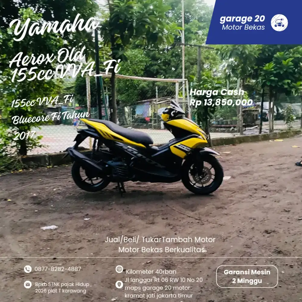 Yamaha Aerox 155cc VVA_Fi Bluecore fi Tahun 2017 Pajak Hidup
