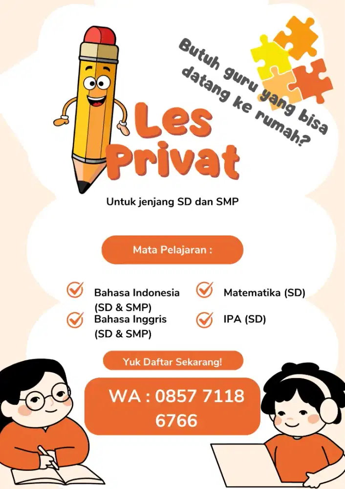Jasa privat les untuk SD dan SMP