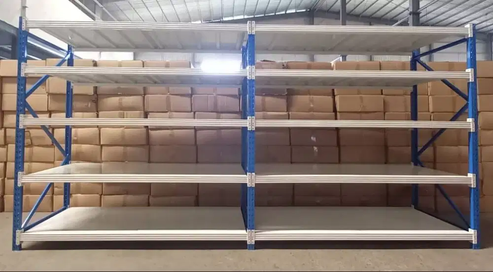 Rak Gudang Besi Baja Light Duty Lebar 80cm Kapasitas 250 Kg Perambalan