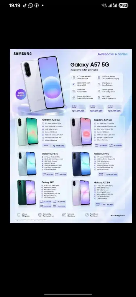 Segampang itu cicilan SAMSUNG GALAXY A57 5G

12/256GB